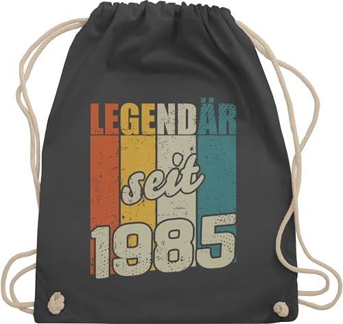 Turnbeutel Rucksack - 40. Geburtstag - Legendär seit 1985 - Vintage Farben - Unisize - Dunkelgrau - geschenkideen+für+frauen+ab+40 40er 1984 40 frau geschenk 40.geburtstag 1983 40-er vierzig 40ig