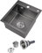 OUGOO 45 x 50cm Small Kitchen Sink with Strainer Waste & Overflow Kit, Topmount (Drop in), Inner 40x40cm Single Bowl with 2 Tap Holes, Fit 45cm Wider Cabinet, Stainless Steel, Black