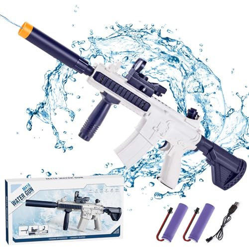 Pistola de Agua eléctrica - Juguetes de Pistola de Agua automática, Pistola de Juguete de Agua de Gran Capacidad 150 + 500cc, súper Chorro de Agua de hasta 32 pies para Adultos y niños (M416)