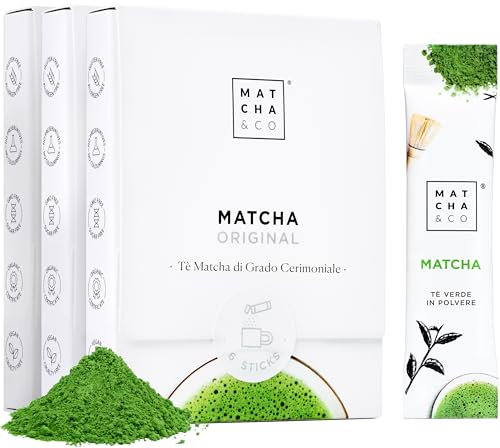 Bâtonnets de Matcha Premium à emporter x 18, 18 doses individuelles de Thé Matcha, Grade Cérémonial Premium, en Poudre Bio du Japon, 100% Naturel, Thé Vert, 18 g (Original)