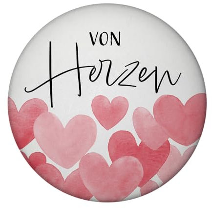Herzen Magnet rund mit Spruch Von Herzen Danke Gastgeschenk Hochzeit Liebe für Brautpaar Muttertag für Mutter mit Zuneigung