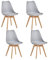 JZGORC Juego de 4 Sillas de Comedor, Sillas de Cocina Nórdicas, Sillas de Oficina con Patas de Haya Maciza para Dormitorio, Sala de Estar, Cocina - Gris