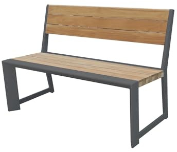 Gravidus Gartenbank mit Rückenlehne Silea - 180 cm wetterfest, Aluminium, Anthrazit Holz-Optik