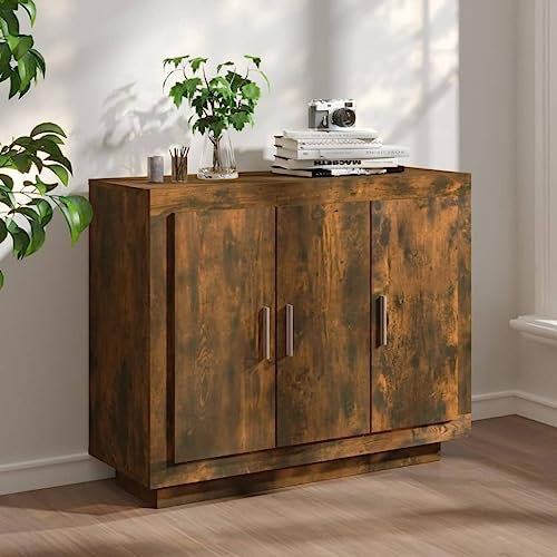 Myheimly Sideboard Kommode Anrichte Schrank Beistellschrank Mehrzweckschrank Standschrank Flurschrank Wohnzimmer 92x35x75cm Holzwerkstoff Räuchereiche