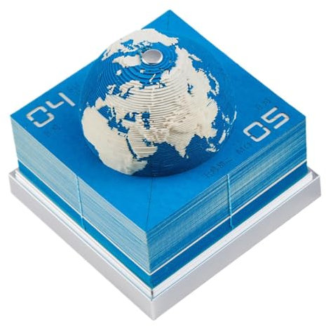 Kalender Abreißen 2025, Notizblock Kalender, Blau Dreidimensional Tischkalender Erdkalender, Papierskulptur Desktop Ornament, Geschenk für Jubiläum Valentinstag