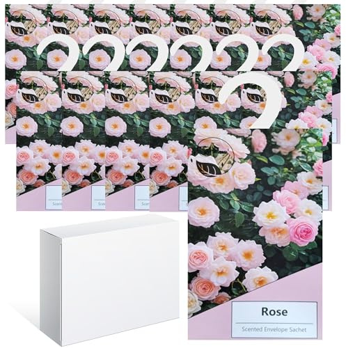 14pcs Wäscheduft Schrank Duftsäckchen Kleiderschrank Dufterfrischer, Schrankduft Frische, Duftbeutel Kleiderschrank Duft Hanging Beutel, Schrankdeo Natürlichen Geruch Sachet (Rosen)