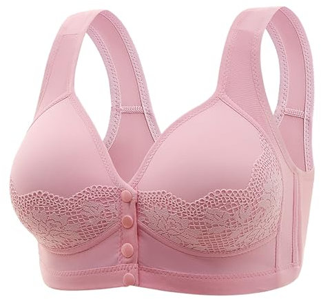 Reggiseno a Coppa Piena con Canotta Sottile Senza Anello da di Grandi Dimensioni Reggiseno Senza Spalline Nero Solleva Seno Adesivo (Pink, 40)