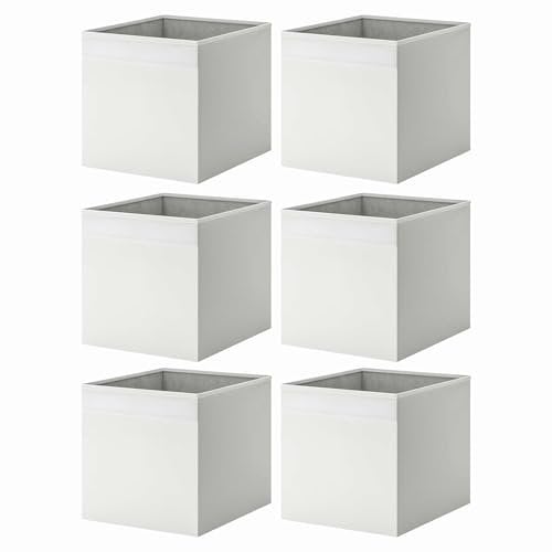 Drona Fabric Storage Box Insert - White - 33x38x33cm - Foldable and Durable Cube Organizer for Shelves, Closets, and Home Storage, pack of 2