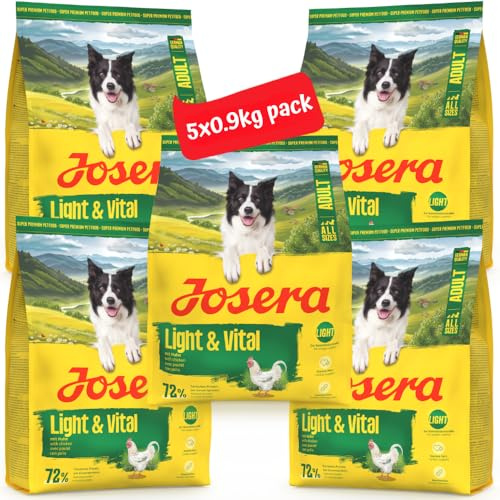 JOSERA Light & Vital | 5X 900 g | Trockenfutter für Erwachsene Hunde | Adult | Huhn & Erbse | Premiumfutter mit wenig Fett & viel Protein zur Gewichtskontrolle | leicht verdaulich | weizenfrei