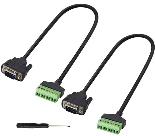 zdyCGTime DB9 Mâle à 8 Bornes à vis Câble Sans Soudure Traversant DB9 D-Sub VGA 9 Broches RS232 Mâle Rallonge Série Pour Ordinateur Hôte ou Dispositif D'affichage (30CM/M-2 Pack)