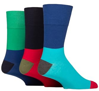 SockShop Gentle Grip Mens Colourburst Cotton Socks Pack of 3