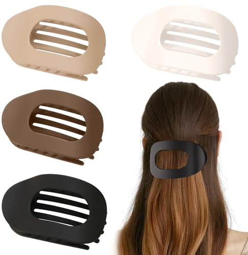 Haarspangen Damen – Flache Haarklammern 4er Set, rutschfest mit starkem Halt, mattes Design, schonend ohne Abdrücke, für dickes und dünnes Haar, ideal für Alltag, Arbeit und Sport
