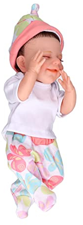 MENDUNER 12 Zoll Realistische Silikon-Babypuppe, Weiches Neugeborenenspielzeug, mit Kleidung und Flasche (April 12 Zoll großer weißer Junge mit)