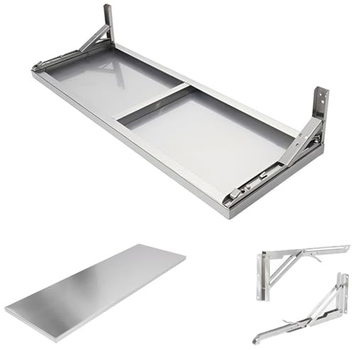 ZYXQQJ Klappbarer Wandtisch Edelstahl Robuster Klapptisch Drop-Leaf Wandklapptisch Küchentisch Buffettisch Für Kleine Räume Waschküche(80x25cm/32x10in)