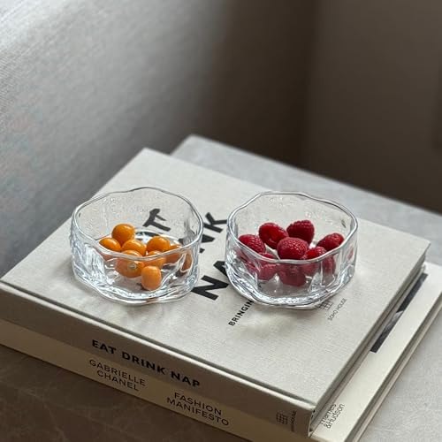 Zoha Glasschalen Set 6er Forma - Dessertschalen Glas facettiert, Glasschüsseln mit 11 cm Durchmesser - Glasschälchen für Dessert, Snackschale Glas, Glass Bowl Set, Servierschalen und Glasschüssel Set