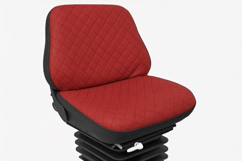 Susy Shop Universal-Sitzbezug für Traktor, aus Kunstleder, gesteppt mit verstärkten Nähten, geeignet für die meisten landwirtschaftlichen Fahrzeuge. (Rot mit schwarzem Rand)