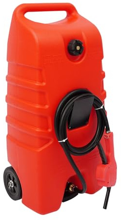 Depósito de combustible portátil de 53 l, bidón de gasolina con ruedas grandes, depósito móvil con pistola de combustible, manguera y válvula de cierre para coche, barco, cortacésped y generadores