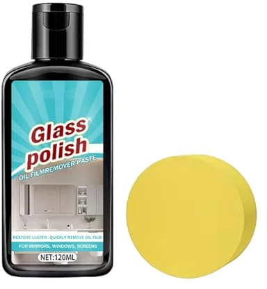 Detergente Per Porte Doccia In 120ml Con Pasta Lucidante A Spugna | Lucidante a da Bagno Rimuovi Macchie per Finestre, Specchi, Rubinetteria, mica, Acciaio Inossidabile, Esterni e Interni