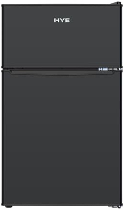 HYE Under Counter Fridge Freezer - 85L Capacity, 45cm Width, Black