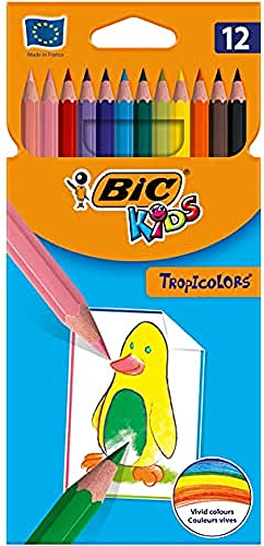 BIC Kids Tropicolors - Caja de 12 unidades, lápices de colores surtidos