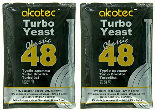 2 of Alcotec Turbo Yeast Classic 48, High-Performance Brewing Yeast, distilling, wine. 20% alcohol within 5 days