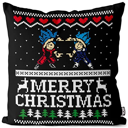 VOID Merry Christmas Goku Kissenbezug Kissenhülle Outdoor Dekoration Ball Roshi Dragon Weihnachten Xmas Anime Deko Winter, Kissen Größe:40 x 40 cm