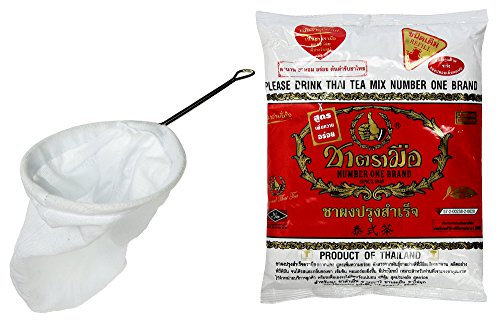 Filtre à thé thaï en acier inoxydable, style thaïlandais traditionnel avec numéro un, mélange thaïlandais original (Cha Tra Mue – 400 g)