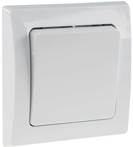 DELPHI Kreuzschalter, 250V~/ 10A, mit 1-fach Rahmen Unterputz Weiß