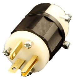Leviton 5366-C 20 Amp, 125 V, enchufe, hoja recta, grado industrial, conexión a tierra, negro-blanco