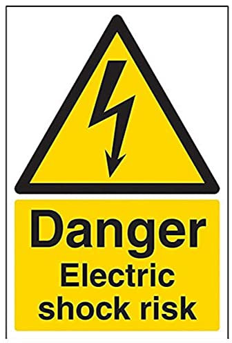 V Safety Danger, Electric Shock Risk Warning Sign - 200mm x 300mm - Self Adhesive Vinyl