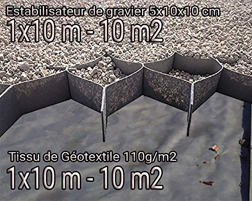 Floratex Stabilisateur de Gravier + Tissu de Géotextile 10m2