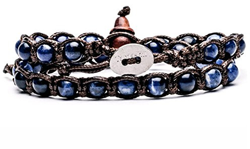 Armband Tamashii Sodalith doppelt gebunden, lang Original Natürliche Steine von tibetischen Mönchen