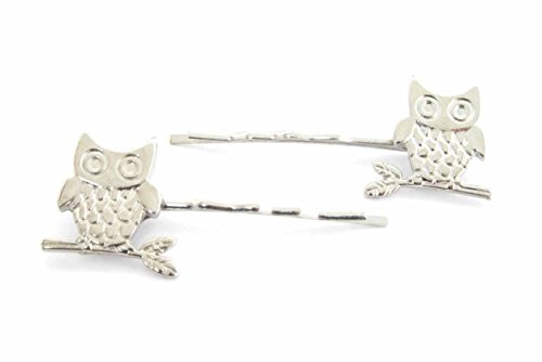Miniblings Eulen 2er Set Haarspangen Eule Uhu Vogel Kauz silber - Handmade Modeschmuck I Haarschmuck Haarclips Haarklammern