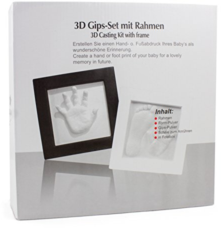 BRUBAKER Baby Geschenkset Hand- oder Fußabdruck mit 23,5 x 23,5 cm Rahmen schwarz