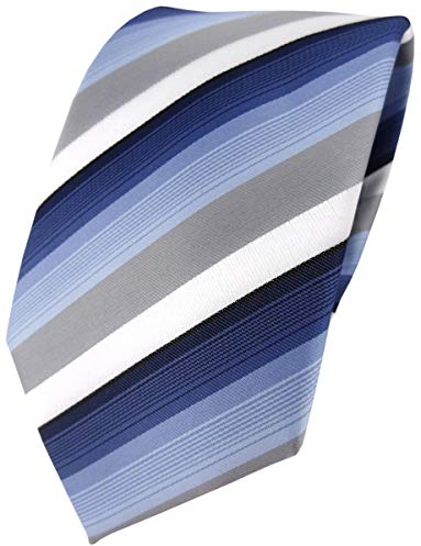 TigerTie Designer Krawatte in blau dunkelblau grau weiss gestreift - Tie Binder