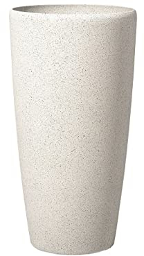 Grand Vase Cache-Pot Blanc Rond 39 x 39 x 75 cm en Pierre et Polyrésine, Pot de Fleurs au Design Moderne, Idéal pour Extérieur et Intérieur Beliani