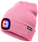 ATNKE LED Beleuchtete Mütze,Wiederaufladbare USB 4 LED Rot und Blau Leuchten Blinkender Laufmütze mit Licht Extrem Heller Lampe Winter Warme für Herren und Damen Geschenke/Pink