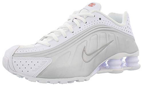 Nike Femme Shox R4 Sneaker, Multicolore (White/White/Metallic Silver/Max Orange 000), 38.5 EU