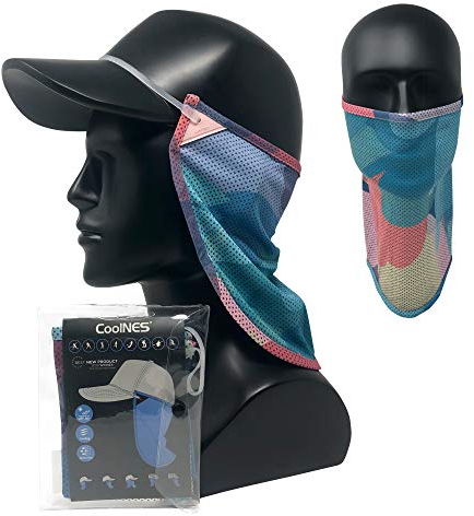 CoolNES - UV Sonnenschutz Neck Drape Verstellbar Multifunktional 2 in 1 Gesichtsbedeckung für Outdoor Angeln - Unisex Creme