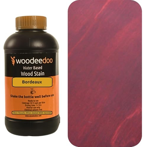 WooDeeDoo Water Based Wood Stain | Wood Dye | Ready to Use | Environmentally Friendly | Solvent Free | Odour Free | 1 L | Bordeaux