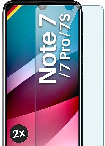 moex Schutzfolie für Redmi Note 7/ Note 7 Pro / 7S Glas 9H Härte, gehärtetes Schutzglas, Panzer Schutz Glas Displayschutz Folie, kompatibel mit jeder Handy Hülle, ShockProtect 2 Stück
