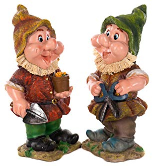 Birendy RIESIGER Zwerg, Gartenzwerg XXL Gartenwichtel NF13102 Groß 41cm Gartenfigur (13102-SET-Paar-2-Stück)