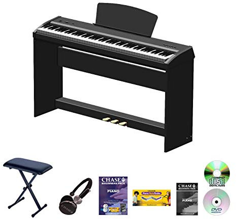 Chase P-51 Digital Piano In Black 88 Notes Fully Weighted Hammer Action Keys - Wooden Stand Bundle