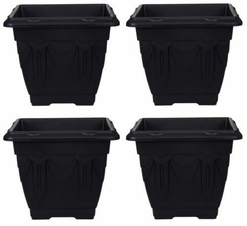 Whitefurze Indoor/Outdoor Square Venetian Planter 38cm Black (Pack of 4)