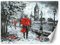 Feeby Fototapete XXL England London Aquarell 400x280 cm Rot Vliestapete Moderne Design Wandtapete Küche Flur Wohnzimmer Büro Badezimmer Kinderzimmer Themse Big Ben Gehen Mit Regenschirm
