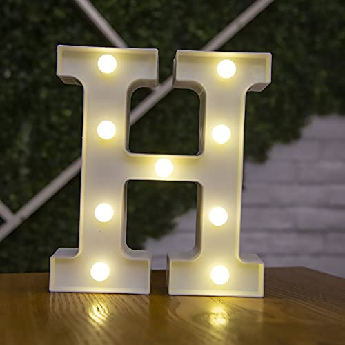 Tiardey Brief Lichter LED Symbol Form, Alphabet Kunststoff Festzelt Tischlampen, Leuchten Wörter, Geburtstag Hochzeit Party Everyday Home Wandbehang Dekor-H
