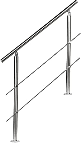 EINFEBEN Handlauf Aluminium Geländer mit/ohne Querstreben für Brüstung Balkon Garten (160cm, 2 Querstreben)