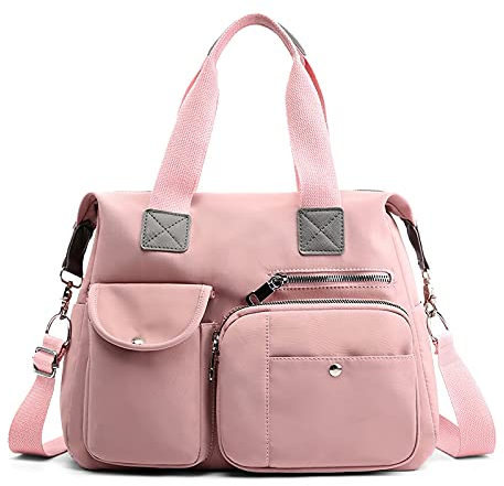 DIRRONA Mode Femmes Sac à Main Voyage Sac Messenger Grande Sacs à Bandoulière Imperméable Femme Du Quotidien Décontracté Sac Bandoulière L'école Nylon Sacs à Main Rose