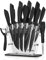 D.Perlla Messerblock, 16-TLG Messer set, Schwarz Antihaft-Beschichtung Messer mit Acryl Messerhalter, Edelstahl mit hohem Kohlenstoffgehalt Messer, Kein Rost, Super Scharf Messer