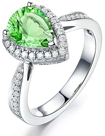 ANAZOZ 925 Silber Ring Vintage, Sterling Silber Solitärring Hochzeitring Simulierte Nano Smaragd Tropfen Antragsring Größe 65 (20.7)